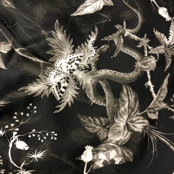 AllSaints Aislyn Evolution monochrome print ruffles moth skeleton mini dress 0 - Picture 4 of 12